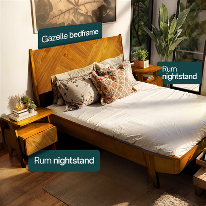 Rum Solid Wood Nightstand