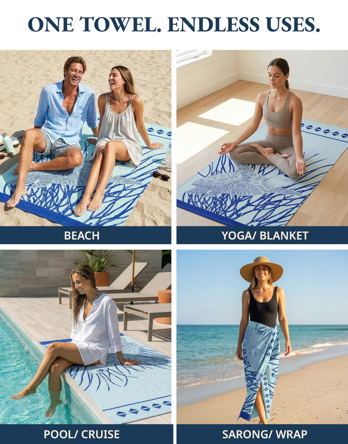 Lane Linen Turkish Beach Towels Set of 6, Oversized Beach Towel, Lightweight Beach Essentials for Women, Large Pool Towel, Absorbent & Quick Dry, Sand Free Beach Towel, 39"x71" - Tropical Breeze 🍁 All In One Marketplace Canada