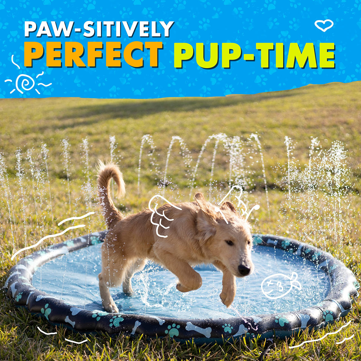 SplashEZ Non Slip Splash Pad for Kids & Dogs, 69’’ Extra Large Splash Pad Sprinkler for Kids, Dog Water Summer Toys - Great Outdoor Toys for Toddlers 1-3 & Children Ages 4-8, Baby Pool for Backyard 🍁 All In One Marketplace Canada
