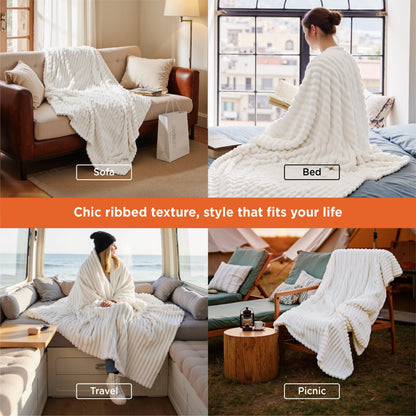 Bedsure Throw Blankets Room Decor - Women Birthday Gift, Soft Fluffy Fleece Cozy Fuzzy Plush Warm White Blanket for Couch Sofa Bed, Bedroom Livingroom Decor, Gifts for Friends, 50x60 🍁 All In One Marketplace Canada