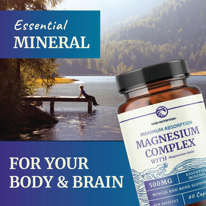 Magnesium Citrate Complex | 500MG | High Absorption Formula | Calm, Relaxation & Digestion Support Supplement with Elemental Magnesium Oxide | Made in Canada, Soy-Free | 60 Ct (2-Month Supply) 🍁 All In One Marketplace Canada