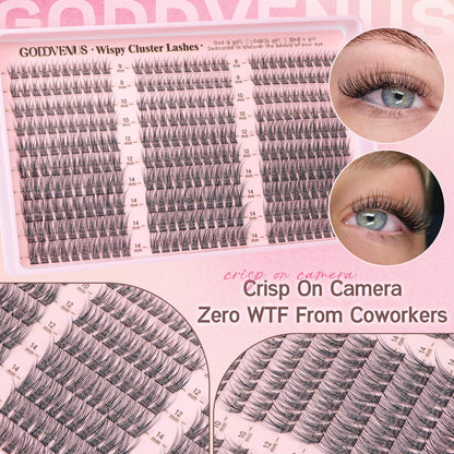Goddvenus Lash Clusters Kit 9-14mm 300pcs Wispy Eyelash Cluster Lashes Natural DIY Lash Extension Kit Short Cluster Eyelash Extensions C Curl 🍁 All In One Marketplace Canada