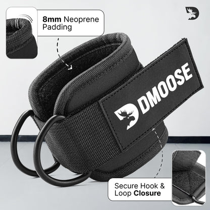 DMoose Ankle Straps for Cable Machines for Kickbacks, Glute Workouts, Leg Extensions, Curls, and Hip Abductors for Men and Women, Adjustable Ankle Strap with Double D-Rings and Neoprene Support 🍁 All In One Marketplace Canada