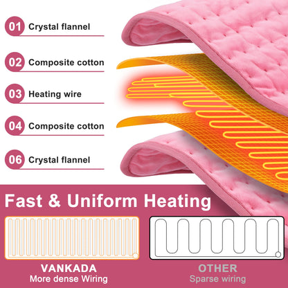 Heating Pad Electric Heat Pad, Hot Heated Pad,Moist Heat Heating Pad Moist and Dry Heat,Multiple Temp and Timer Settings (Light pink, 24"X12") 🍁 All In One Marketplace Canada