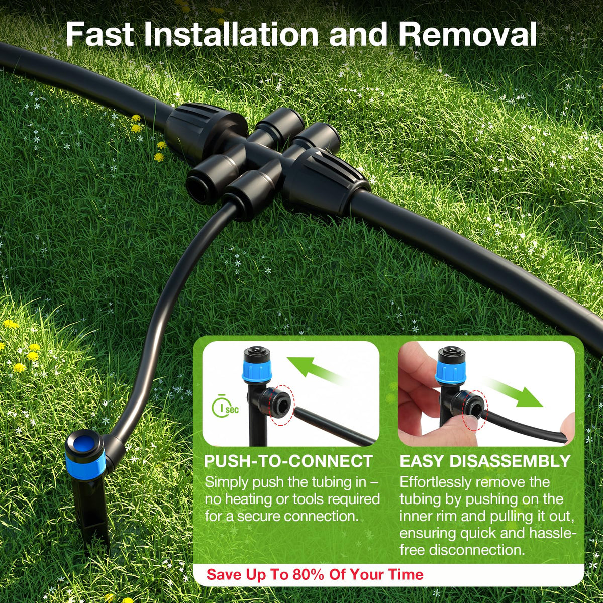 MIXC 101FT Drip Irrigation System, Easy to Setup Automatic Garden System with Anti-UV 1/4" & 1/2" Tubing - Water-Saving Adjustable Nozzles & Sprinklers for Patio, Greenhouse, Raised Bed, Potted Plants 🍁 All In One Marketplace Canada