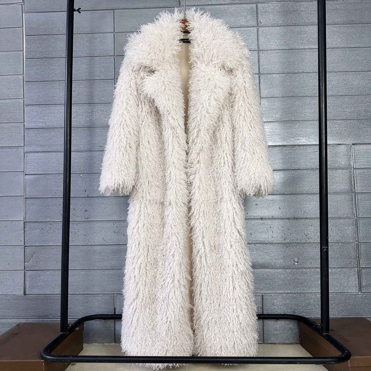 Women's Elongated Faux Fur Coat with Tailored Lapel