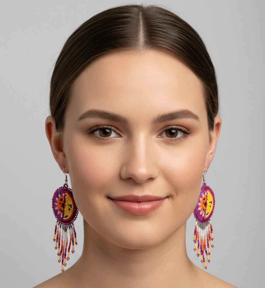 Pink Sun & Moon Beaded Fringe