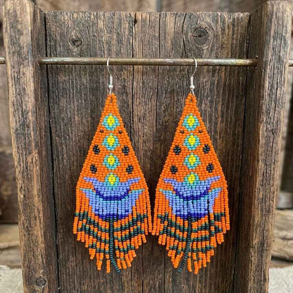 Orange Flame Blossom Drop Earrings