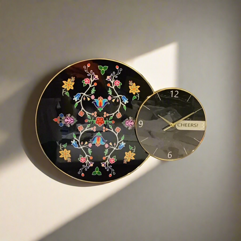 Blossomed Flower Black Native Wall Clock