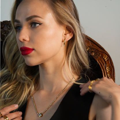 AITANA: Vintage-inspired Tear Drop Earrings with Solitaire Zirconia Gemstone