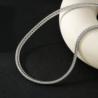 ALICE Silver (White Gold): Chunky Link Chain Necklace with Ring Fastener Pendant