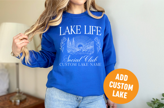 Lake Life Social Club Unisex Crewneck Sweatshirt | Lake Apparel | Camping Clothing