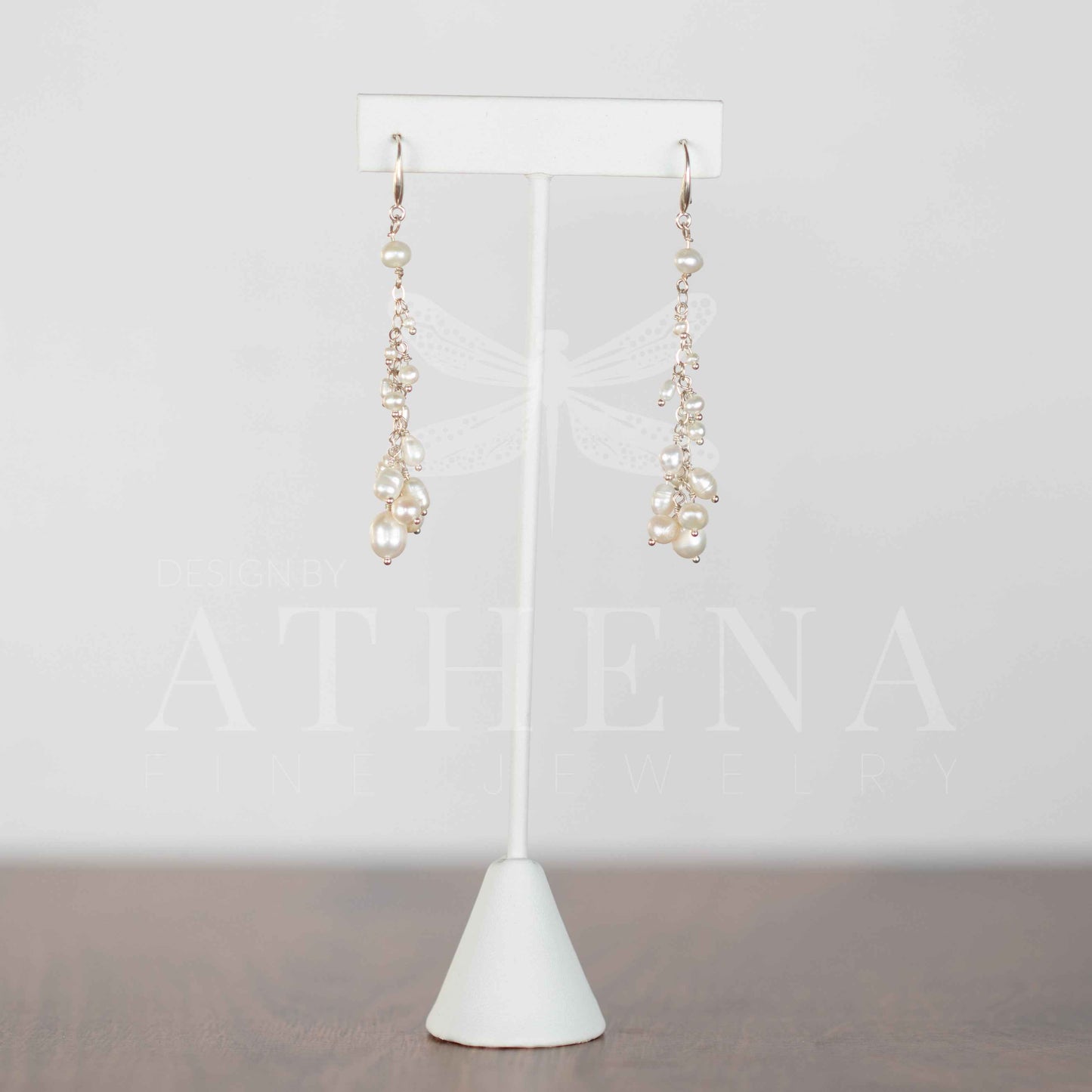 Long Strand of Pearls: Statement Earrings in Sterling Silver