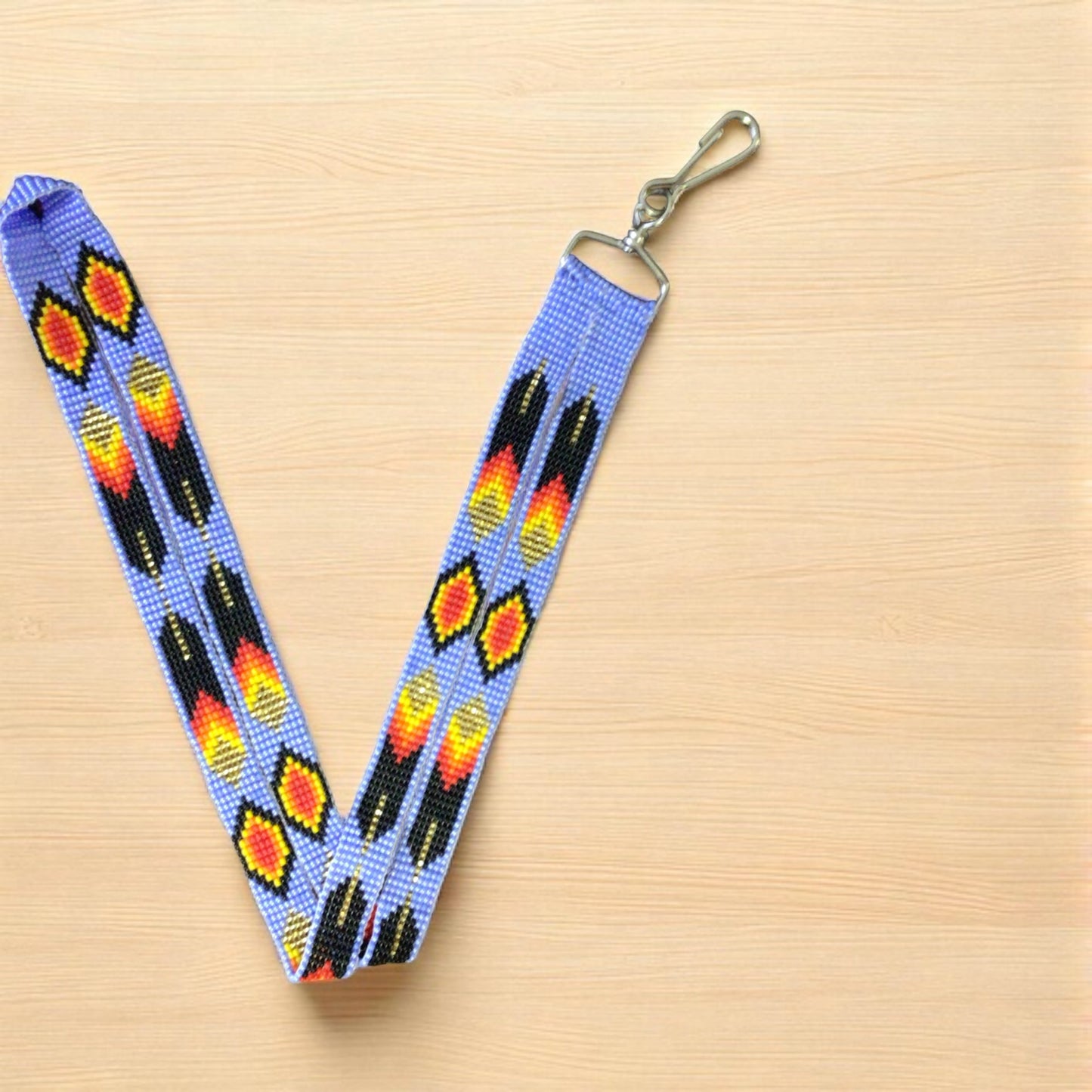 Lavender Native Beaded Lanyard
