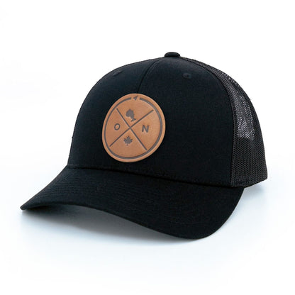 Ontario Compass Leather Patch Trucker Hat