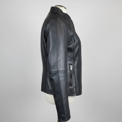 BOL Women's Basket Weave Accent Leather Jacket