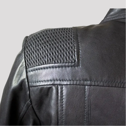 BOL Women's Basket Weave Accent Leather Jacket