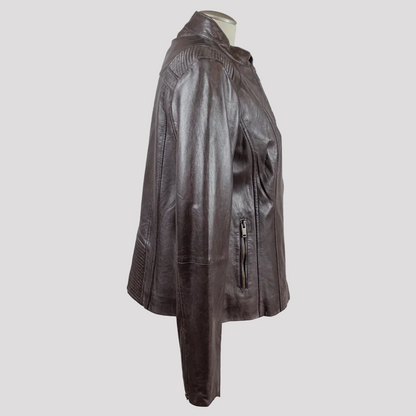 BOL Women's Basket Weave Accent Leather Jacket