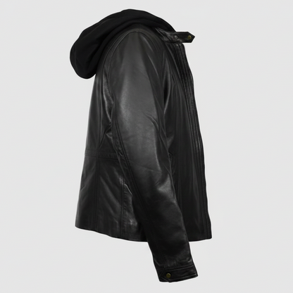 BOL Women's Detachable Hooded Leather Jacket