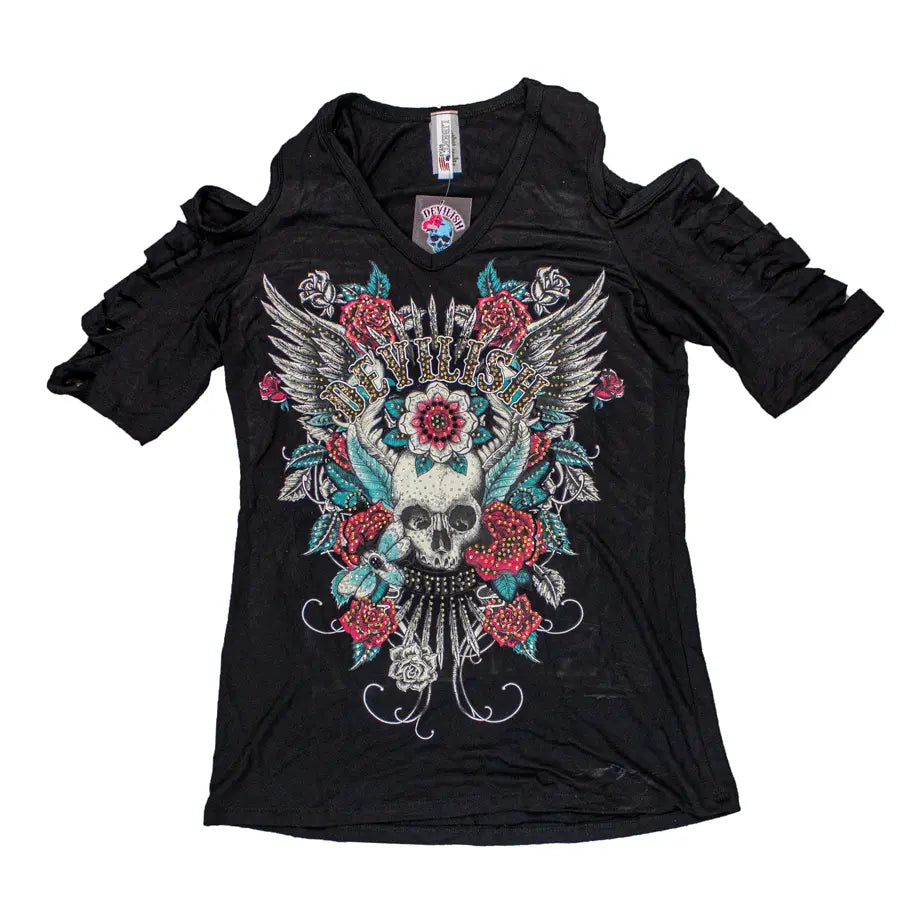 BOL Women's Devilish Open Shoulder Top