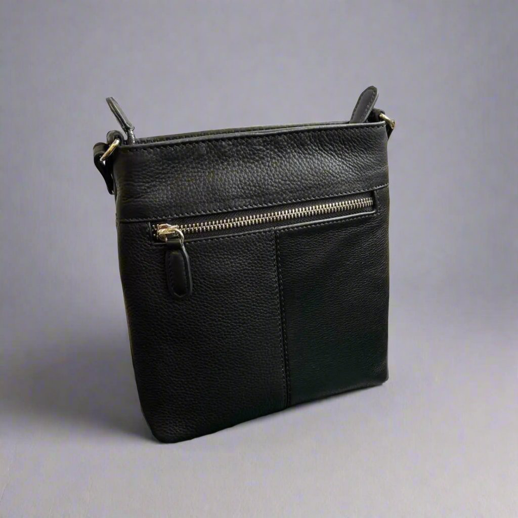MET Women's Leather 3 Pocket Crossbody Bag