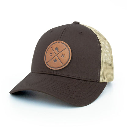 Ontario Compass Leather Patch Trucker Hat