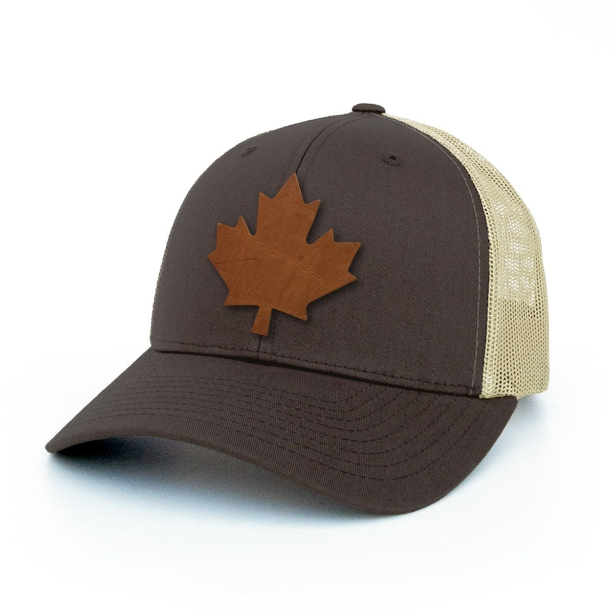 The Leaf Leather Patch Trucker Hat (Horween Dublin Blonde)