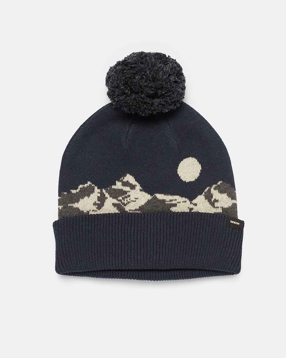 Mountain Scenic Pom Beanie