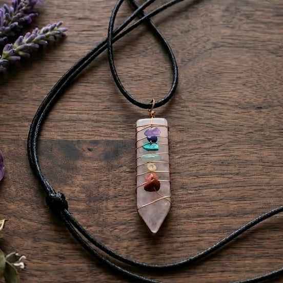 Natural Sword Chakra Unisex  light pink Pendant