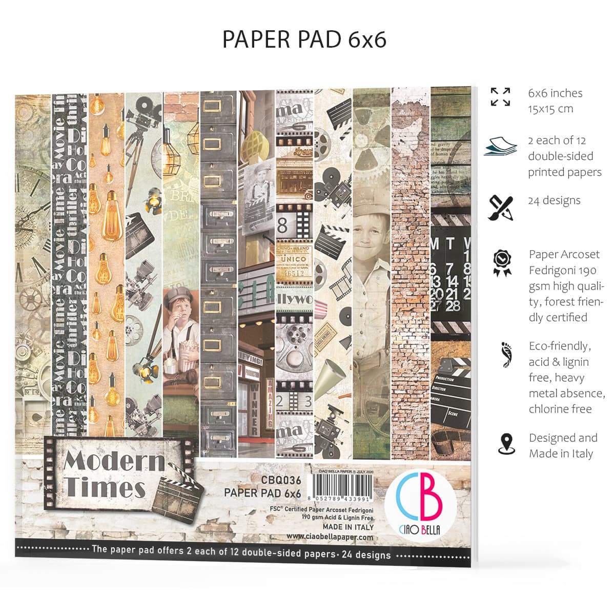 Ciao Bella Modern Times Paper Pad 6"x6" 24/Pkg