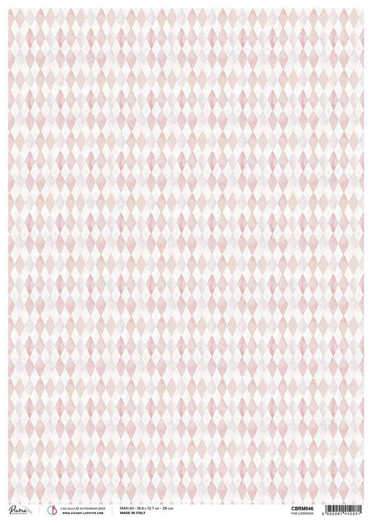Rice Paper A3 Piuma Pink Lozenges -  3 Sheets