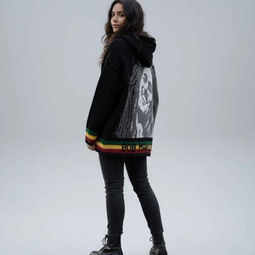 Bob Marley  grey/ black Unisex Alpaca Sweater