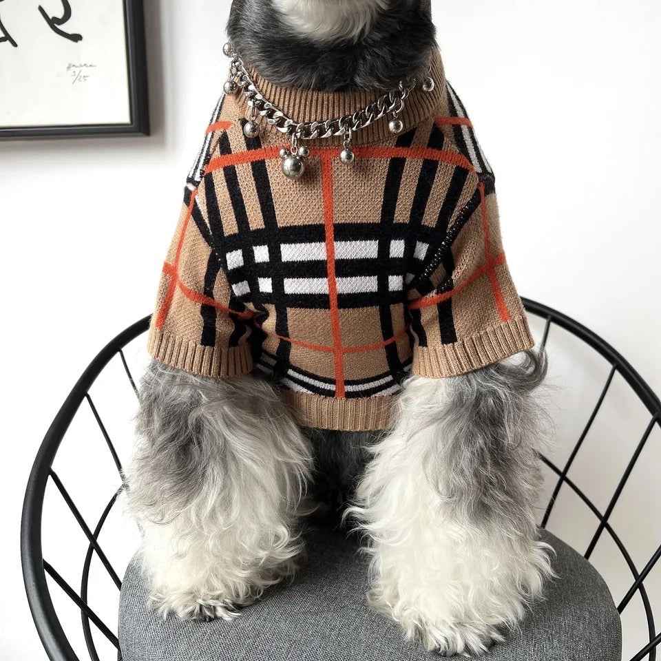 Dog Knit Sweater | Brrbrry Plaid Dog Sweater