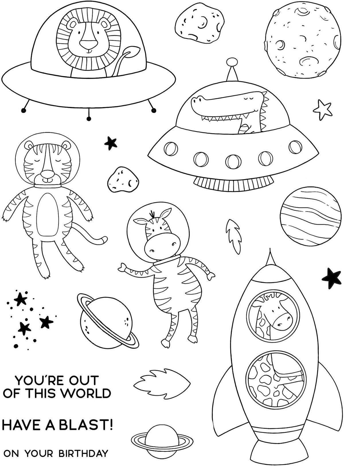 Creative Expressions Jane's Doodles Have A Blast 6 in x 8 in Clear Stamp Set