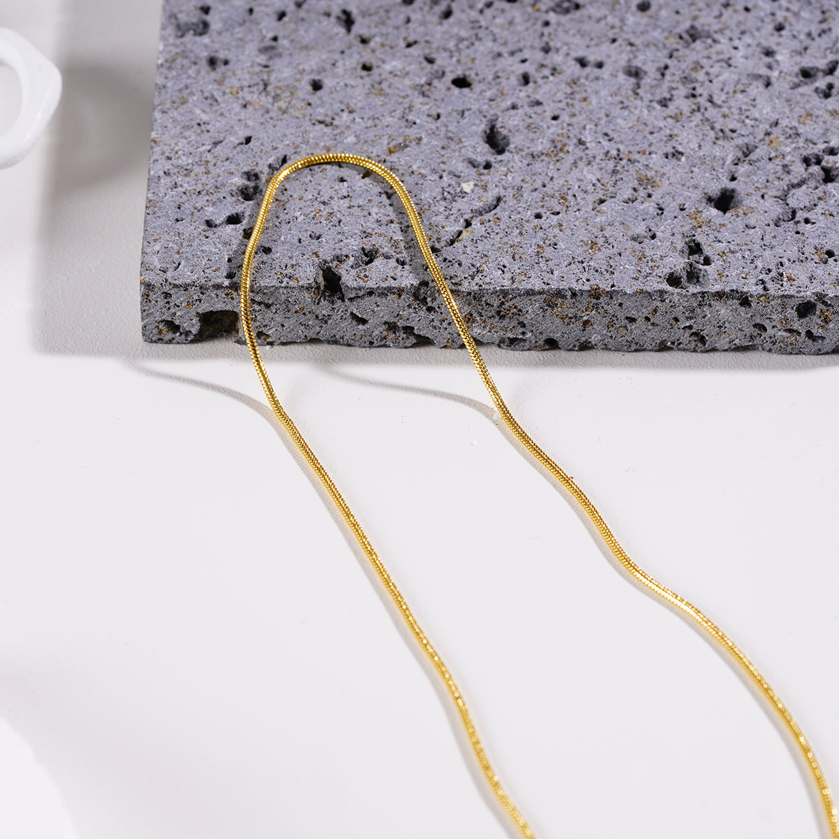 AYSHA: Dainty Snake Skin Textured Gold Chain Necklace