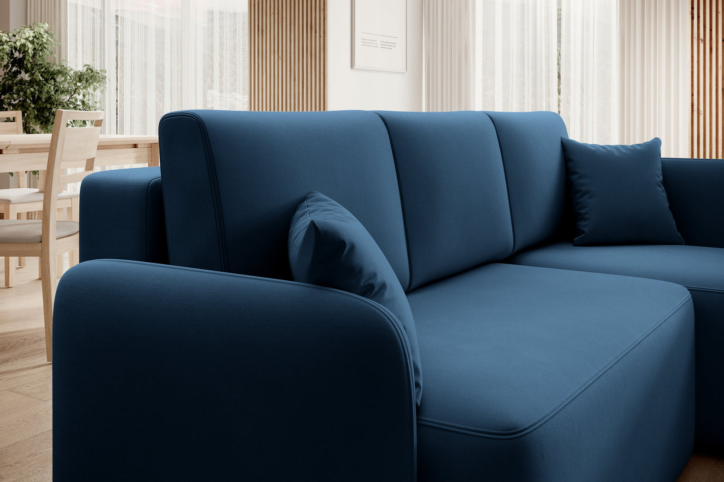 Hadson 3 Seater Storage Sleeper Chaise Sofa - Blue