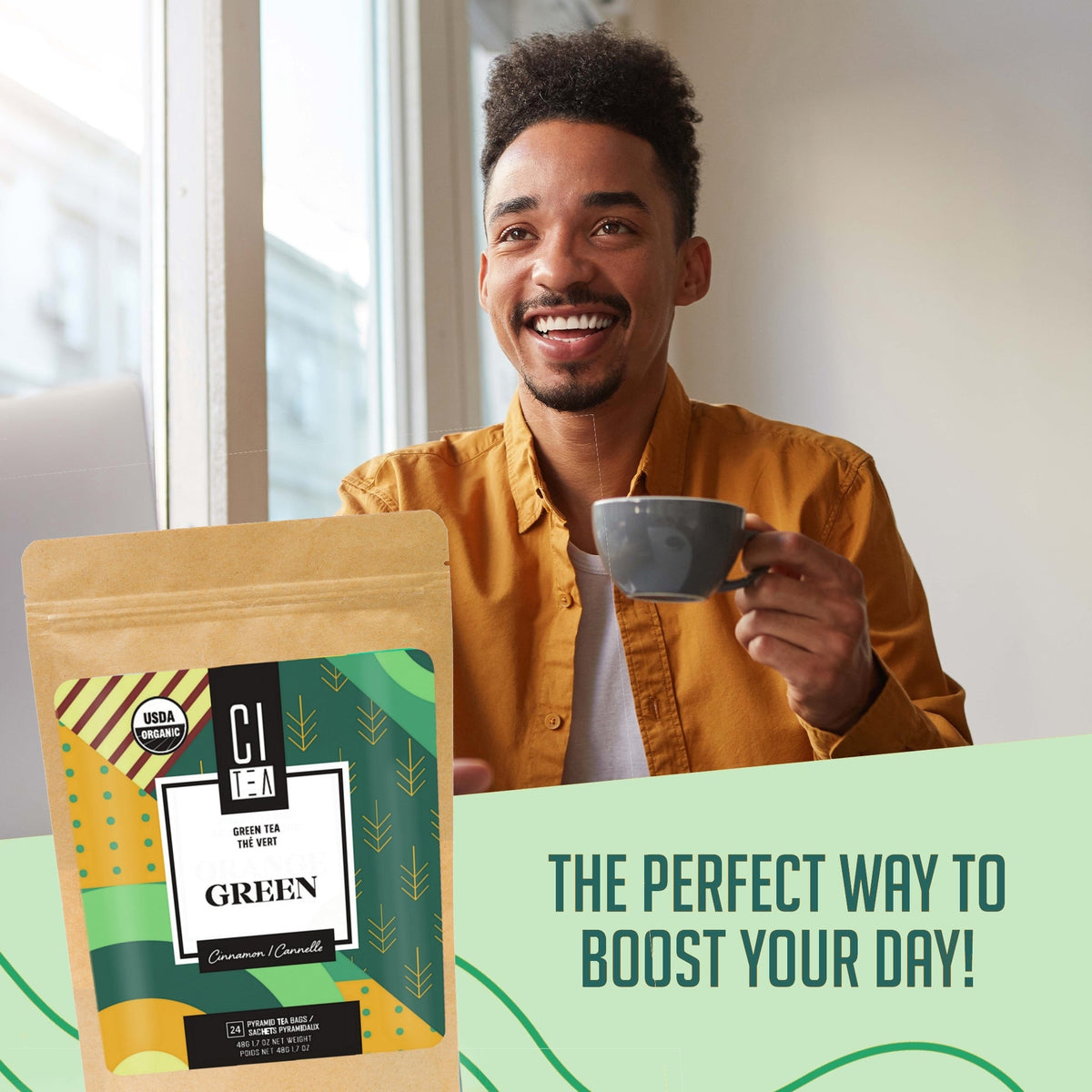 Organic Green tea with Cinnamon - 24 Pyramid Tea Bags