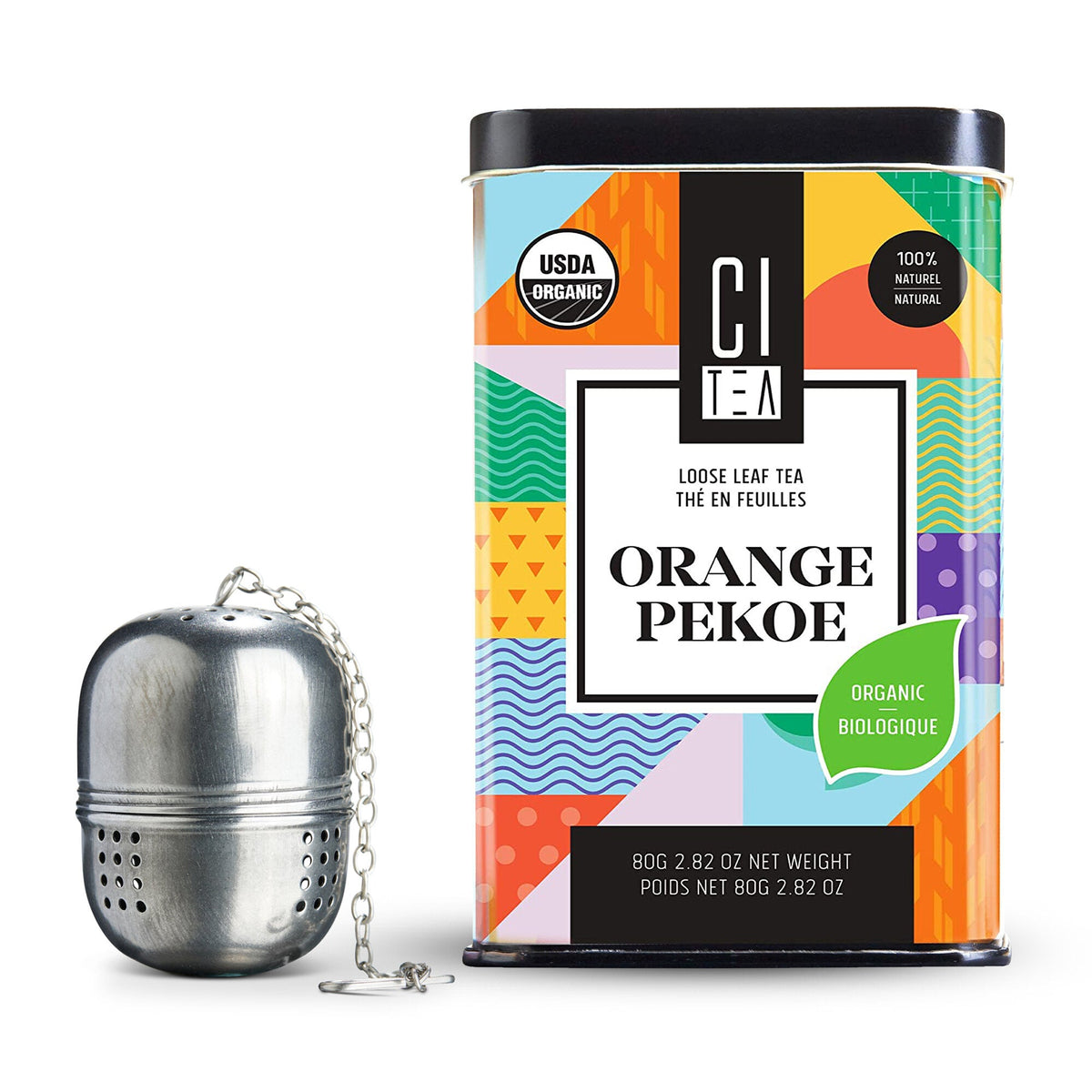 Organic Orange Pekoe Black Loose Leaf Tea with Teaball - 80g