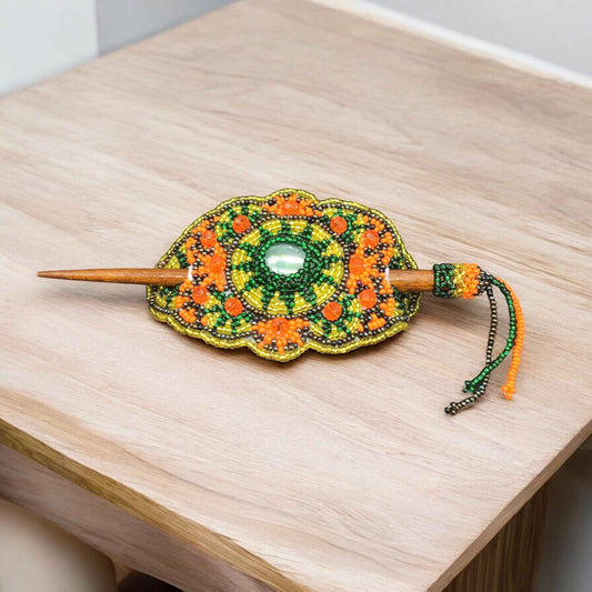 Multicolor Barrette Yellow w/ Green (41)