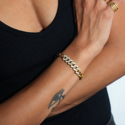 DOBBIO Gold: Pavé Cuban Link Bracelet – Luxe Statement Chain