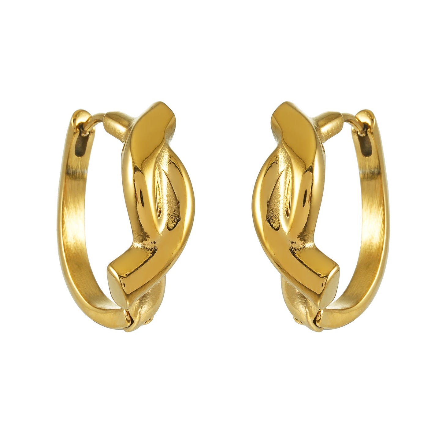 SIYAMI Gold: Sculpted Wave Hoop Earrings