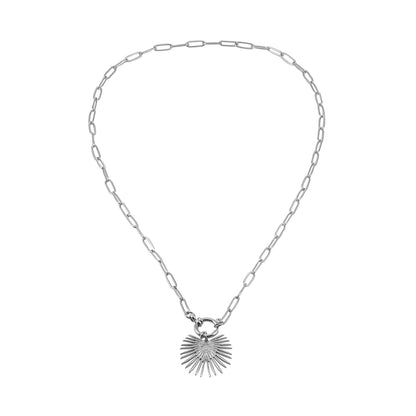 KANAI Silver: Helios Sunburst Pendant Paperclip Chain Necklace – Ancient Mediterranean Inspired