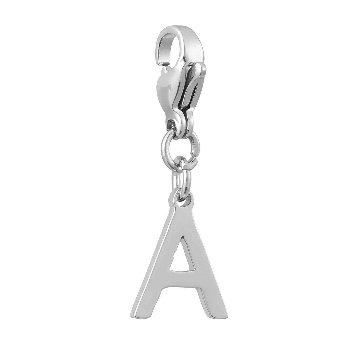 SOLID LETTER MINI CHARMS A–Z in SILVER (White Gold): Dainty Initial Alphabet Pendant for Necklaces & Bracelets — $12.50