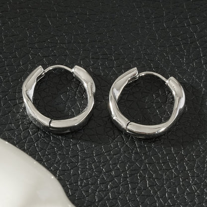 ABIR Silver (White Gold): Subtle Twist Hoop Earrings