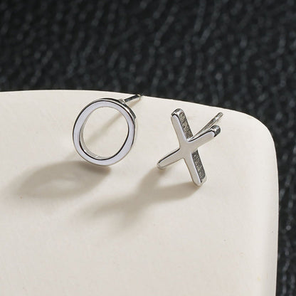 OX Silver (White Gold): Hugs, Kisses & Sparkle Stud Earrings