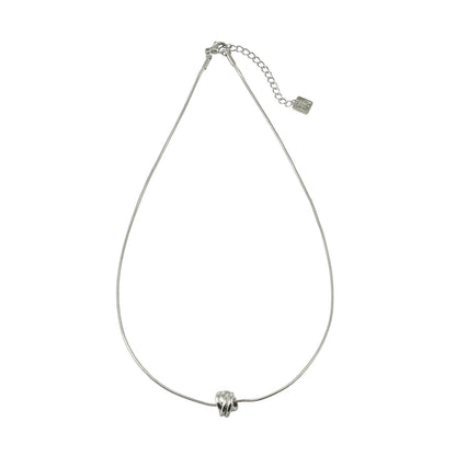ALEKI Silver (White Gold): Sculptural Knot Pendant Necklace