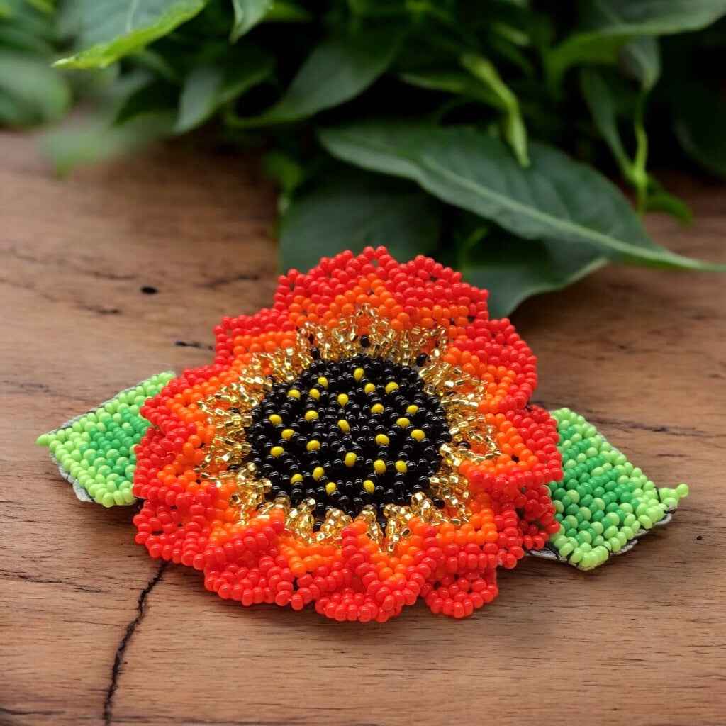 Handmade Beaded Sunflower Hair Clip-Golden