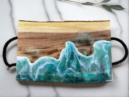 Live Edge Charcuterie Board with Rope Handles - AURABAGS SHOP
