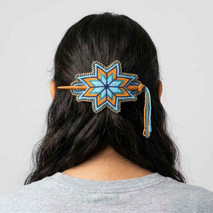 Blue Handmade Beaded Star Barrette