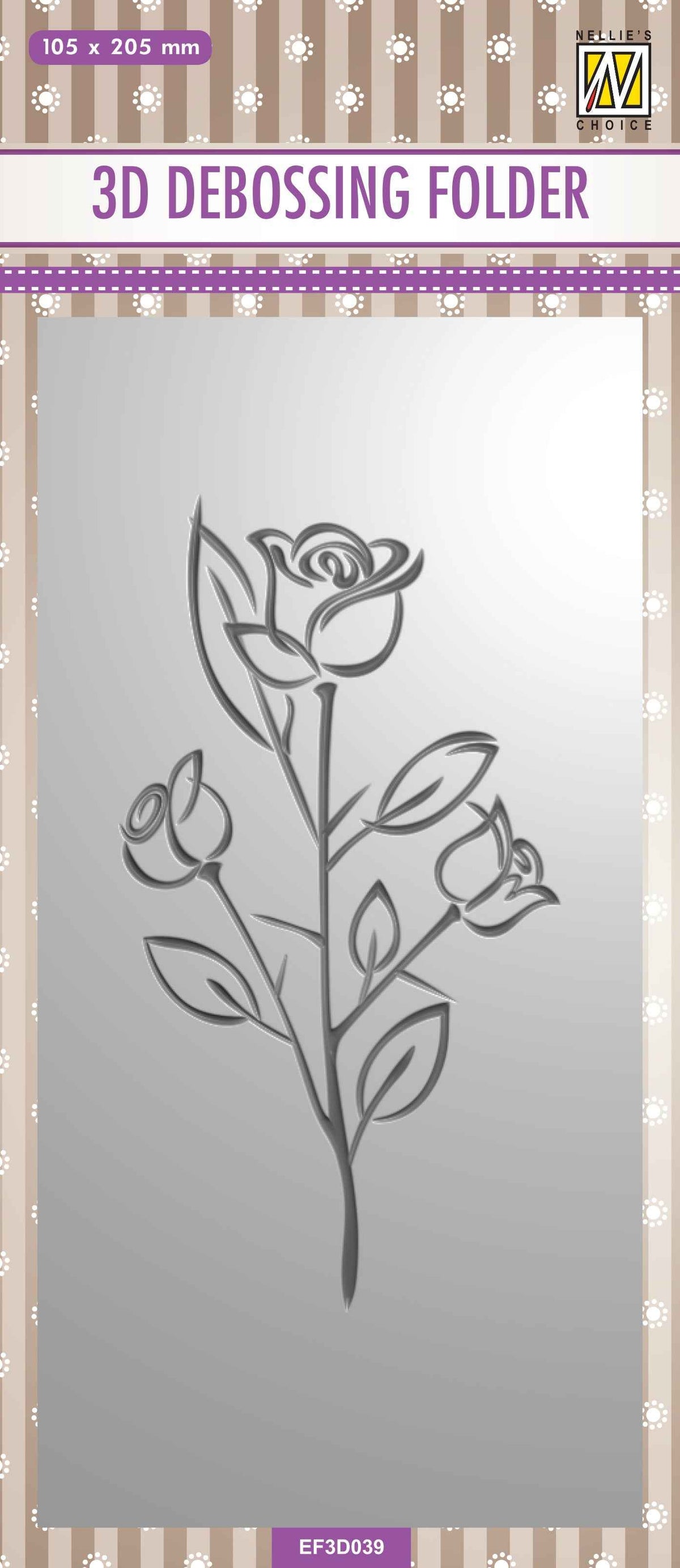 Nellie's Choice 3D Debossing Folder Slimline - Rose